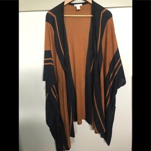H&M Blue and Tan Stripe Shawl.